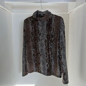 Women’s XL (fits small) neutral snake skin patterned turtleneck